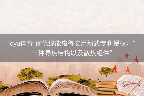 leyu体育 优优绿能赢得实用新式专利授权:“一种导热结构以及散热组件”